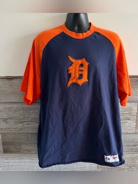 Vintage Majestic Detroit Tigers Raglan T Shirt MLB Baseball Tee Adult L/XL (G1)